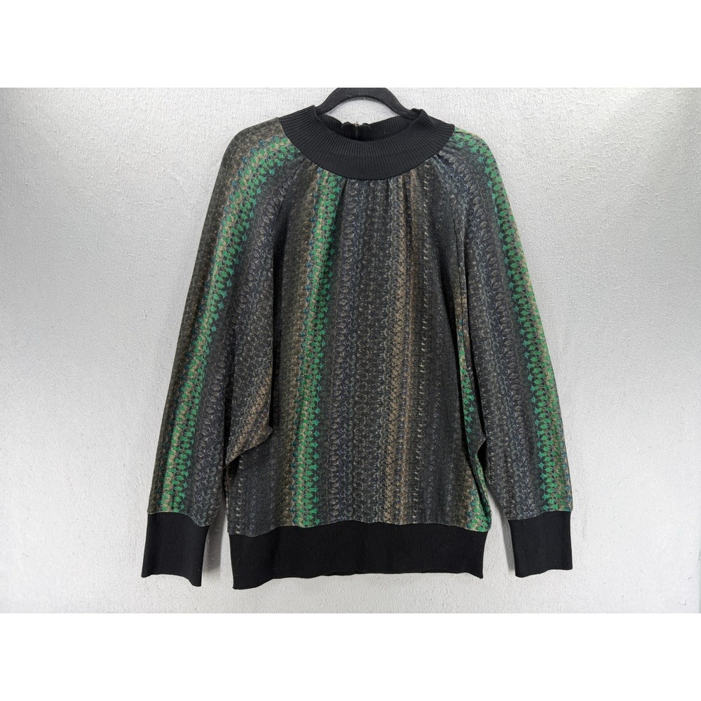 Alberto Makali Sweater Womens L Brown Green Artsy Top Zip Neck Whimsigoth‎ Moody